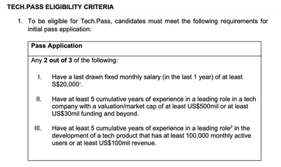 新加坡科技准证(Tech Pass)专才移民计划